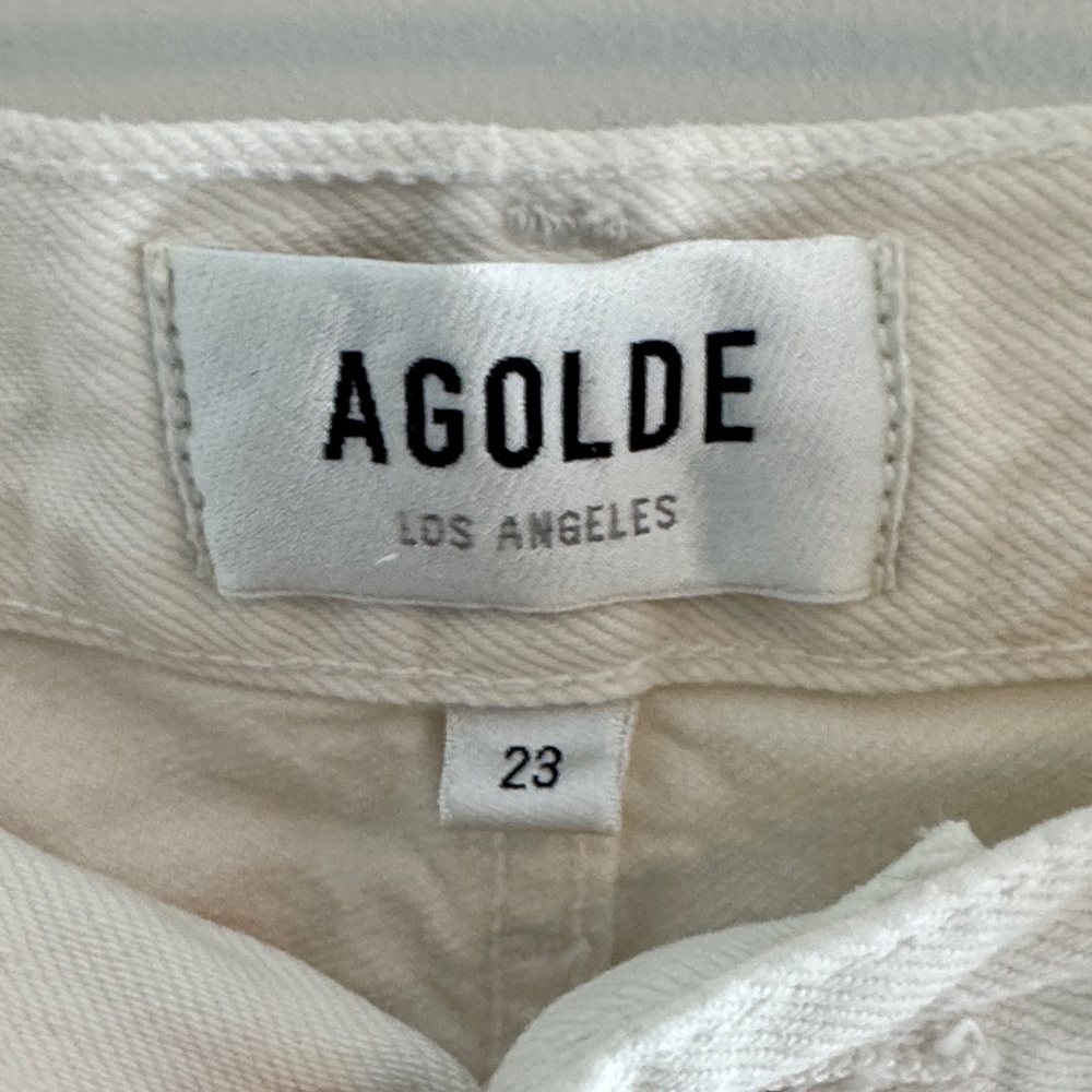 AGOLDE Wide Leg High Rise Dame Cuffed Crean Women’s Jeans - Picture 3 of 4